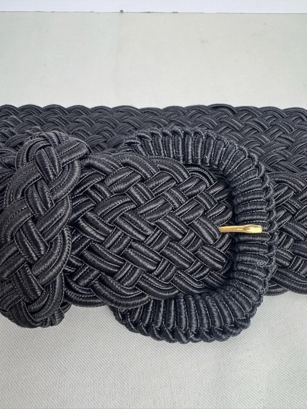 Liz Claiborne Black Braided Elastic Belt with Wrapped Buckle